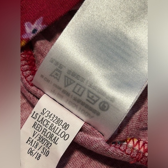 Old Navy red floral long sleeve top Women’s L boho balloon sleeve peasant lace - Picture 11 of 15